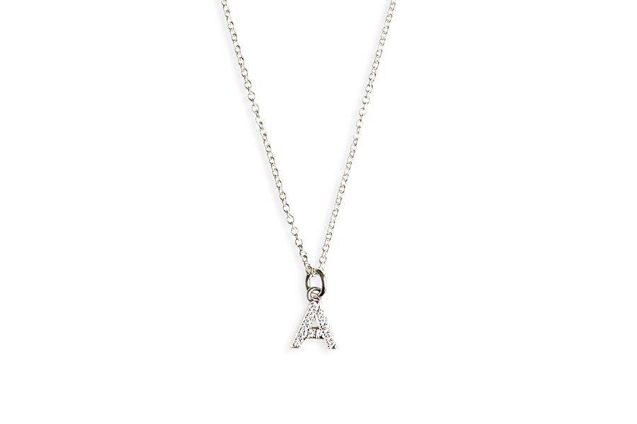 Petite Diamond Letter Charm Andrea Bonelli 14k White Gold
