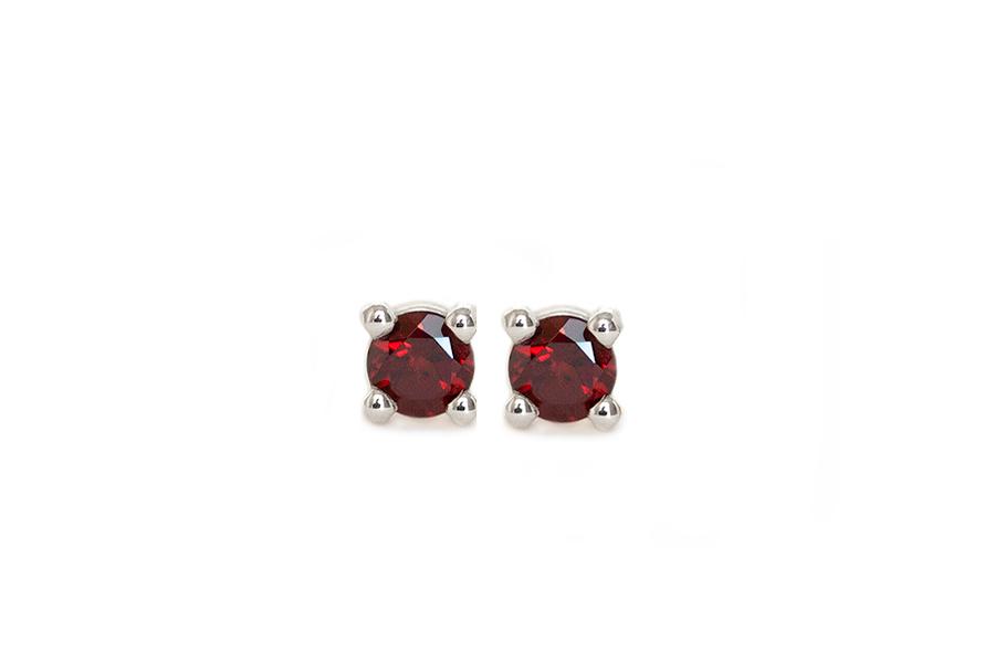 Garnet Studs Andrea Bonelli Jewelry 14k White Gold