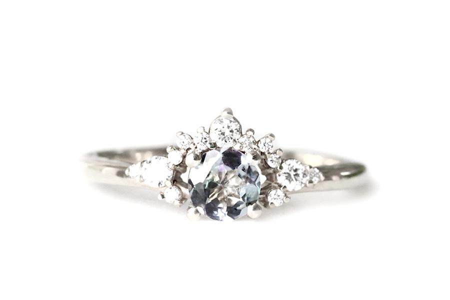 scarlett tanzanite diamond ring Andrea Bonelli 14k White Gold