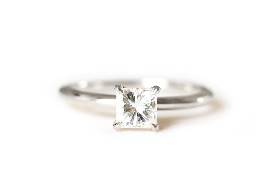 Suri Moissanite Ring 6mm Andrea Bonelli 14k White Gold