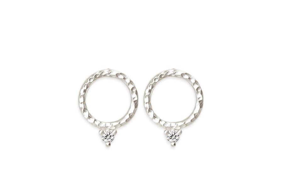 Lacuna Diamond Circle Studs Andrea Bonelli Jewelry 14k White Gold