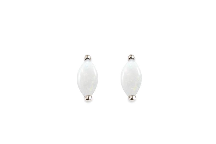 Opal Marquise Studs Andrea Bonelli Jewelry 14k White Gold