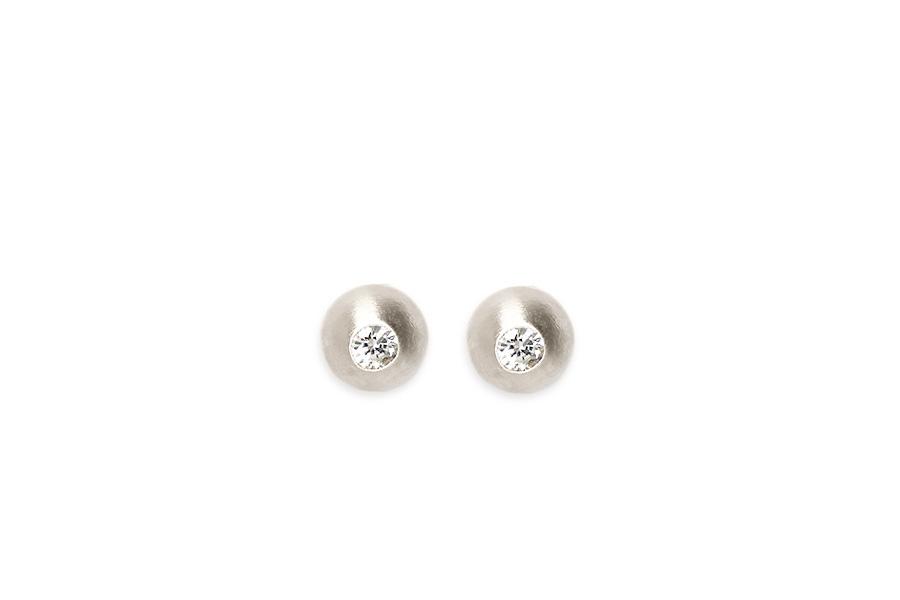 Silver Petite Graine Diamond Studs Andrea Bonelli Jewelry Sterling Silver