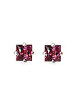 Princess Cut Garnet Studs Andrea Bonelli Jewelry 14k White Gold