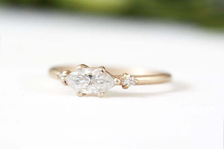 Trine Moissanite Ring Andrea Bonelli Jewelry 