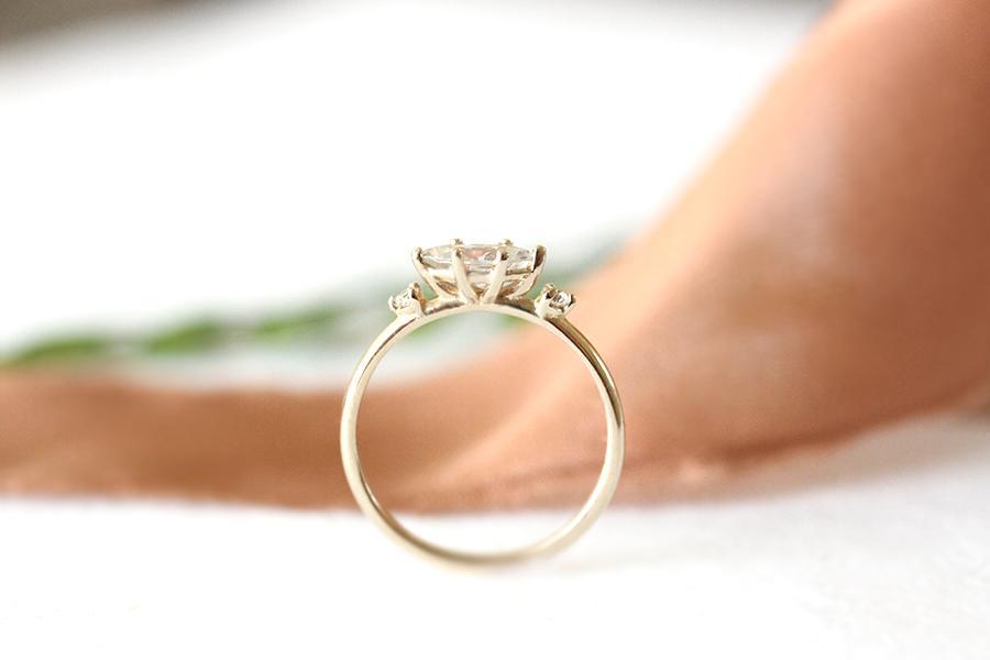 Trine Moissanite Ring Andrea Bonelli Jewelry 