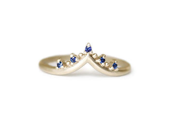 Crown Creste Sapphire Ring Andrea Bonelli 14k Yellow Gold