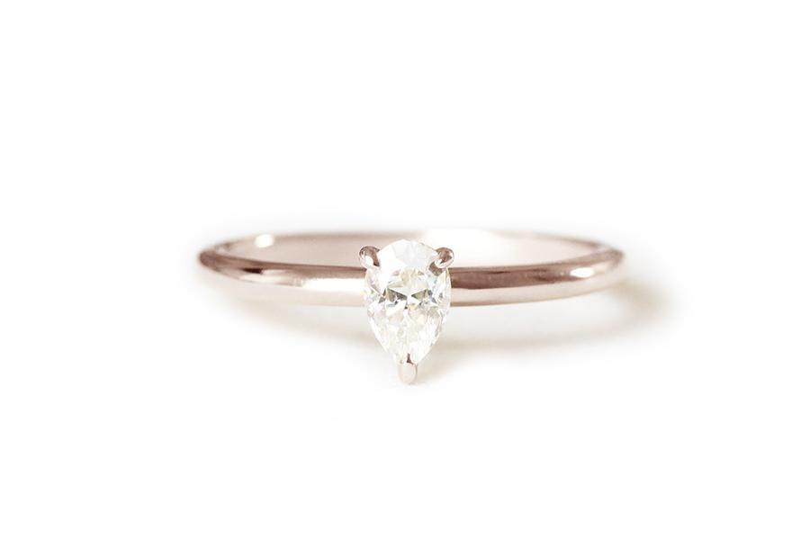 Tristan Pear Diamond Ring Andrea Bonelli 14k Rose Gold