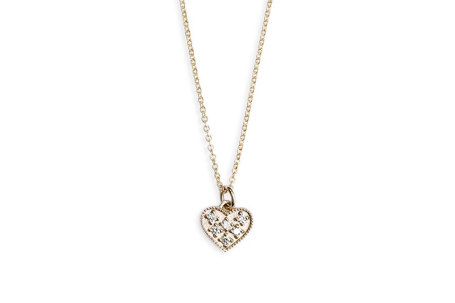 RTS Petite Moissanite Heart Charm Andrea Bonelli 14k Yellow Gold