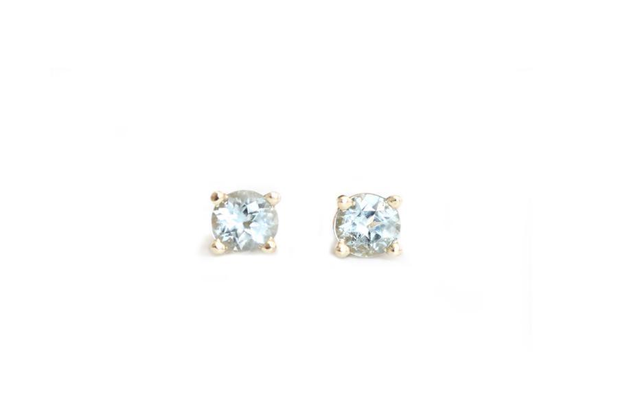 Aquamarine Studs Andrea Bonelli Jewelry 14k Yellow Gold