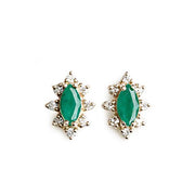 Aura Emerald Halo Studs Andrea Bonelli Jewelry 14k Yellow Gold