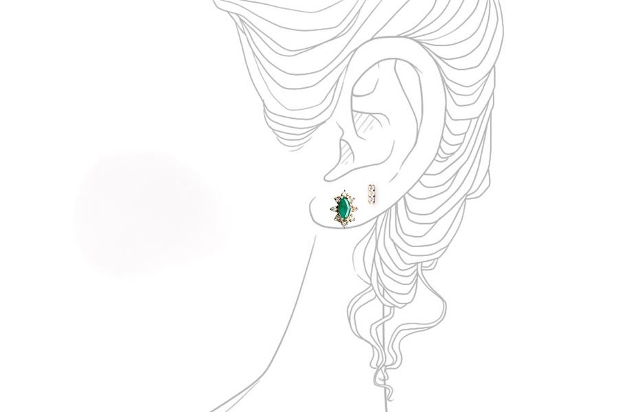 Aura Emerald Halo Studs Andrea Bonelli Jewelry 