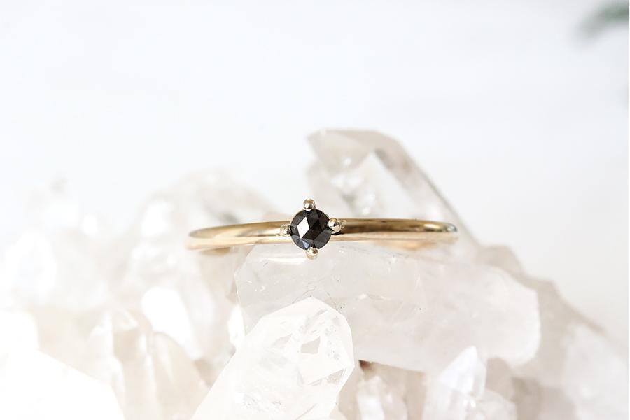 Petit Lola Black Rose Cut Diamond Ring Andrea Bonelli Jewelry 