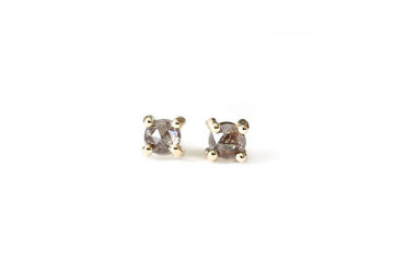 Brown Rose Cut Diamond Studs Andrea Bonelli Jewelry 14k Yellow Gold