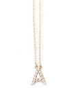 Diamond Pavé Letter Necklace Andrea Bonelli 14k Yellow Gold