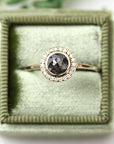 Rose Cut Gray Diamond Halo Ring Andrea Bonelli Jewelry 