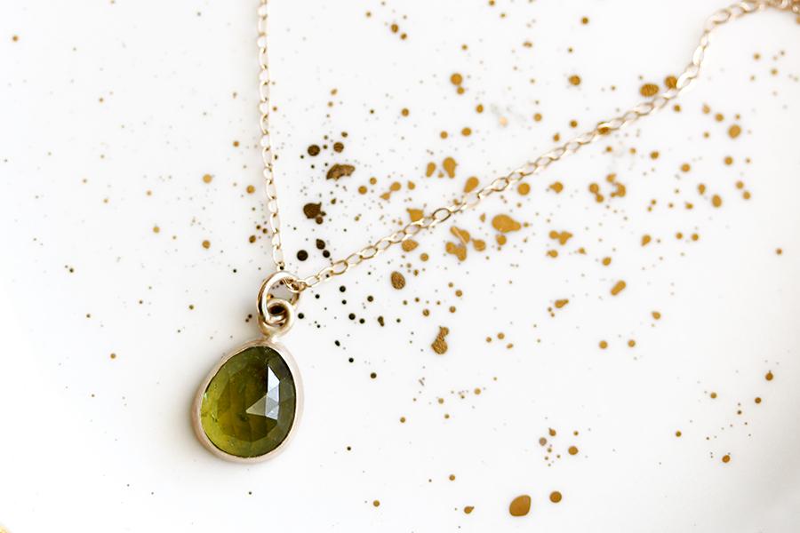 olive green tourmaline necklace Andrea Bonelli Jewelry 