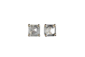 Gray Faceted Diamond Studs Andrea Bonelli Jewelry 14k Yellow Gold