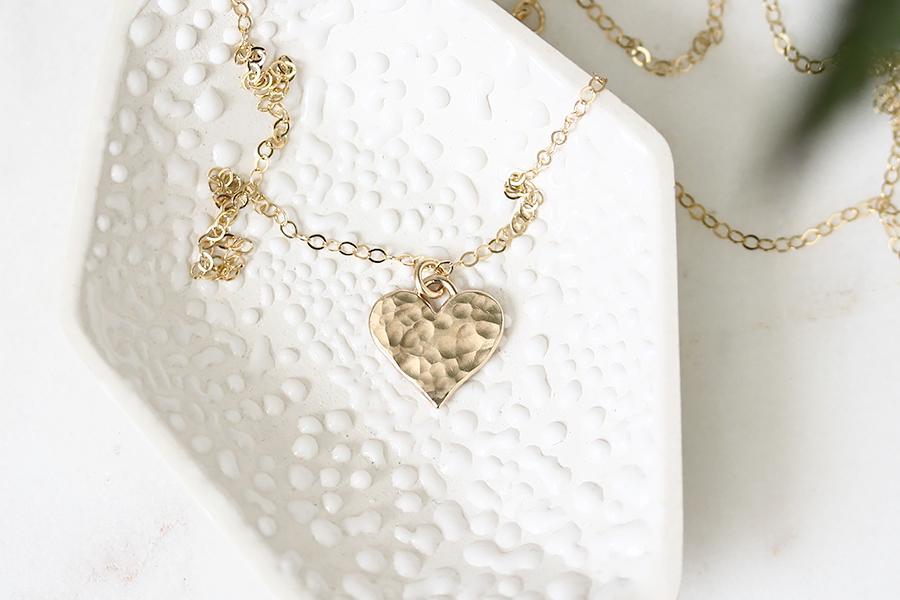 Hammered Heart Necklace Andrea Bonelli 14k Yellow Gold