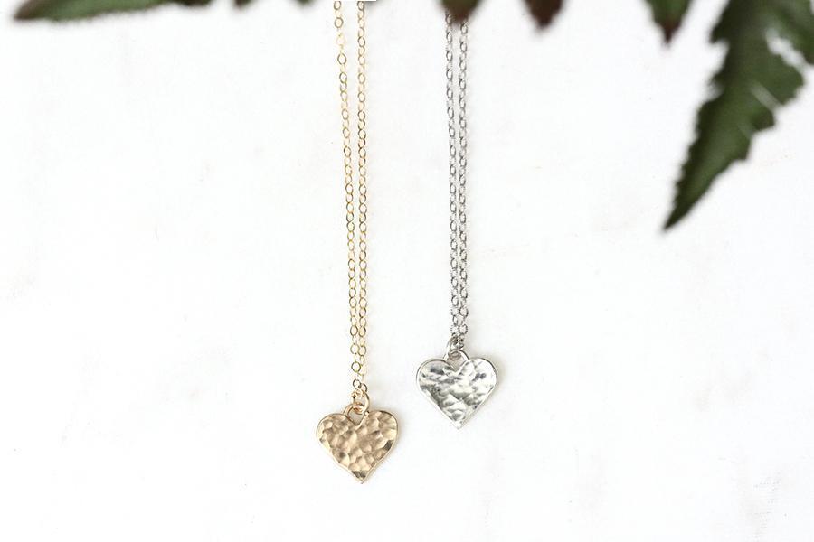 Silver Hammered Heart Necklace Andrea Bonelli 