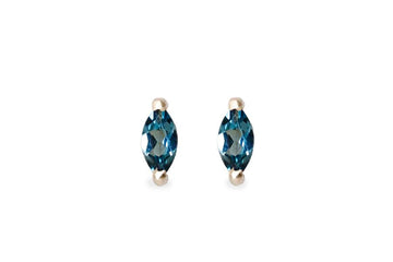 London Blue Topaz Marquise Studs Andrea Bonelli Jewelry 14k Yellow Gold