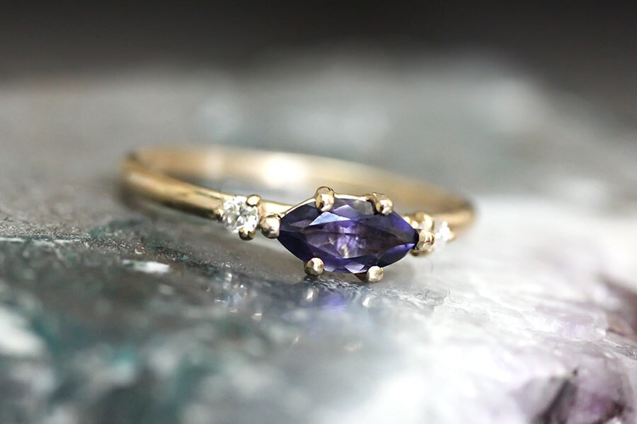 Trine Iolite + Diamond Ring Andrea Bonelli 