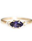 Trine Iolite + Diamond Ring Andrea Bonelli 14k Yellow Gold