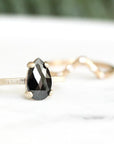 pear black rose cut diamond ring Andrea Bonelli Jewelry 