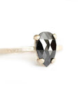 pear black rose cut diamond ring Andrea Bonelli Jewelry 