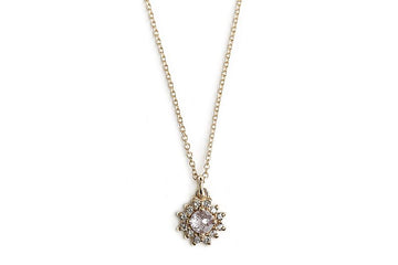 Pink and Gray Diamond Halo Necklace Andrea Bonelli Jewelry 