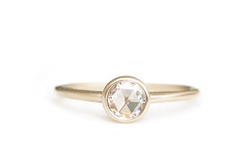 Zoe Rose Cut Moissanite Ring Andrea Bonelli Jewelry 14k Yellow Gold
