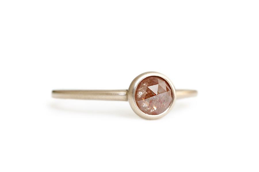 Zoe Peach Rose Cut Diamond Ring Andrea Bonelli Jewelry 