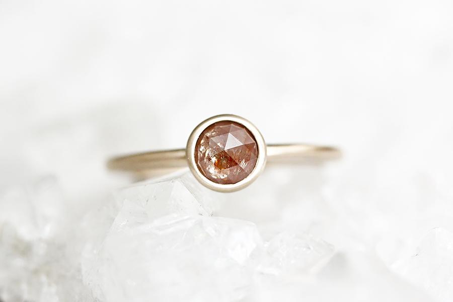 Zoe Peach Rose Cut Diamond Ring Andrea Bonelli Jewelry 