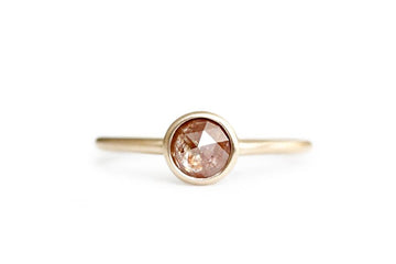 Zoe Peach Rose Cut Diamond Ring Andrea Bonelli Jewelry 14k Yellow Gold