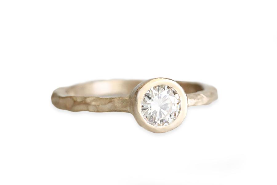 Rustic Carved Moissanite Ring Andrea Bonelli 