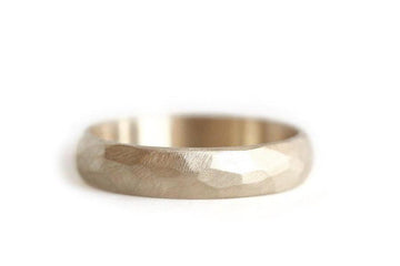 Rustic Faceted Half Round Band Andrea Bonelli Jewelry 14k Yellow Gold