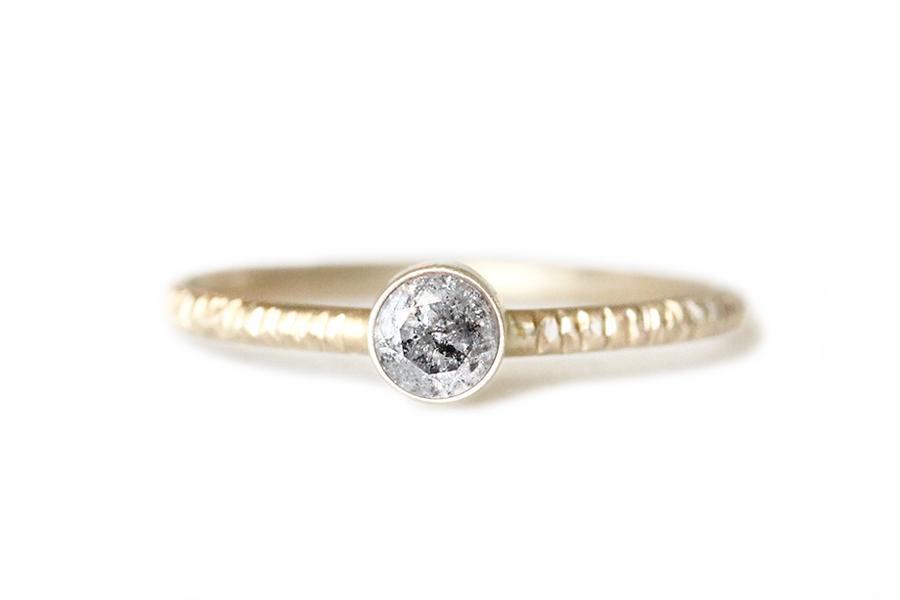 Avium Salt & Pepper Diamond Ring Andrea Bonelli Jewelry 14k Yellow Gold