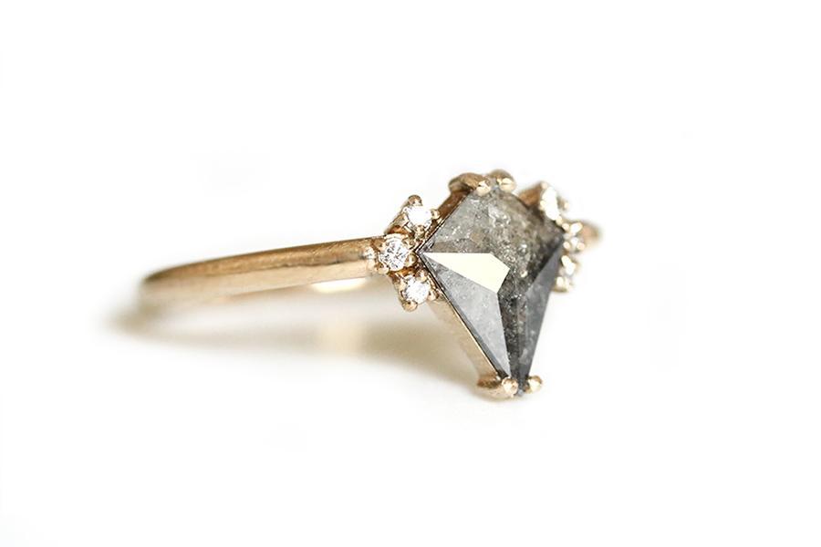 Salt and Pepper Kite Diamond Ring Andrea Bonelli Jewelry 