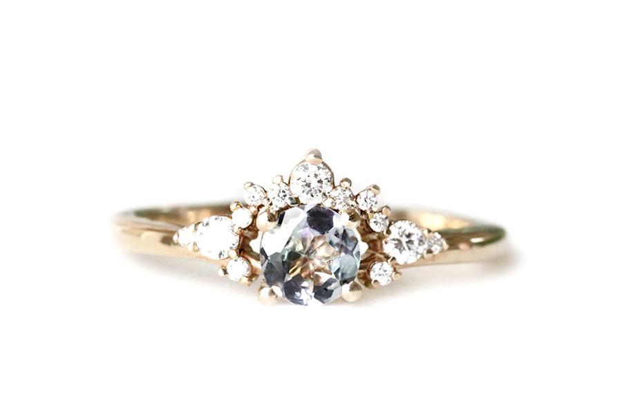 scarlett tanzanite diamond ring Andrea Bonelli 14k Yellow Gold