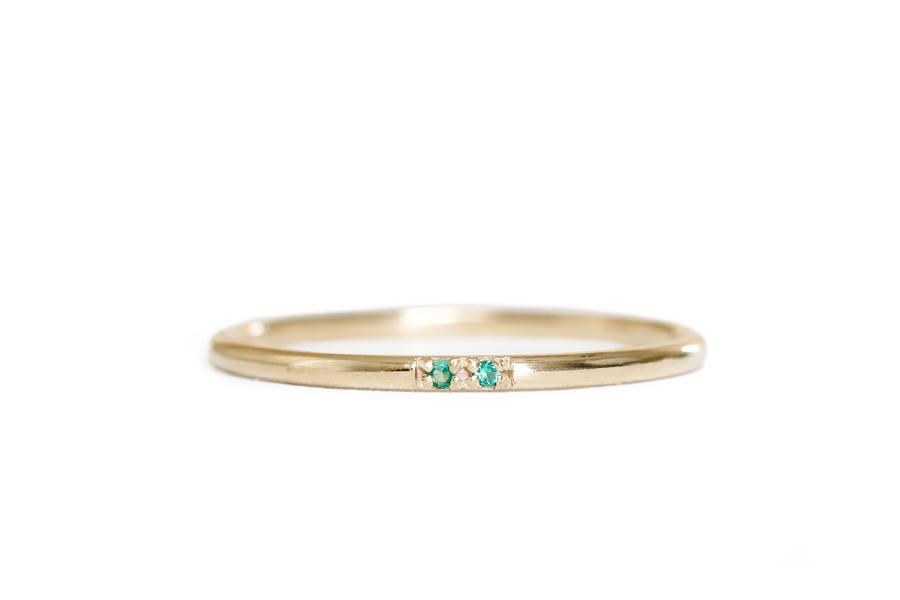 Slim Stacking Emerald Ring Andrea Bonelli 14k Yellow Gold
