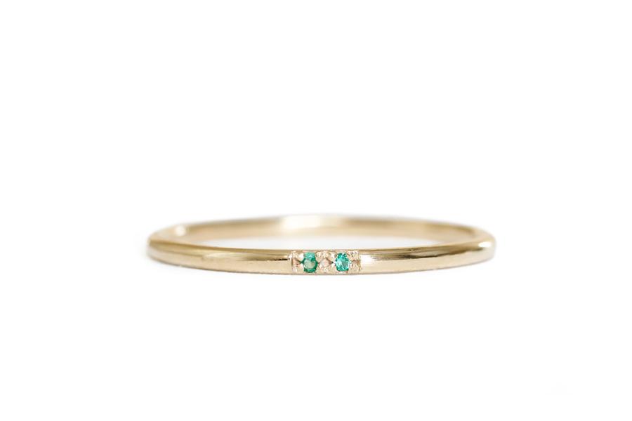 Slim Stacking Emerald Ring Andrea Bonelli 14k Yellow Gold