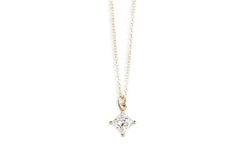 Princess Cut 4mm Charm Andrea Bonelli 14k Yellow Gold