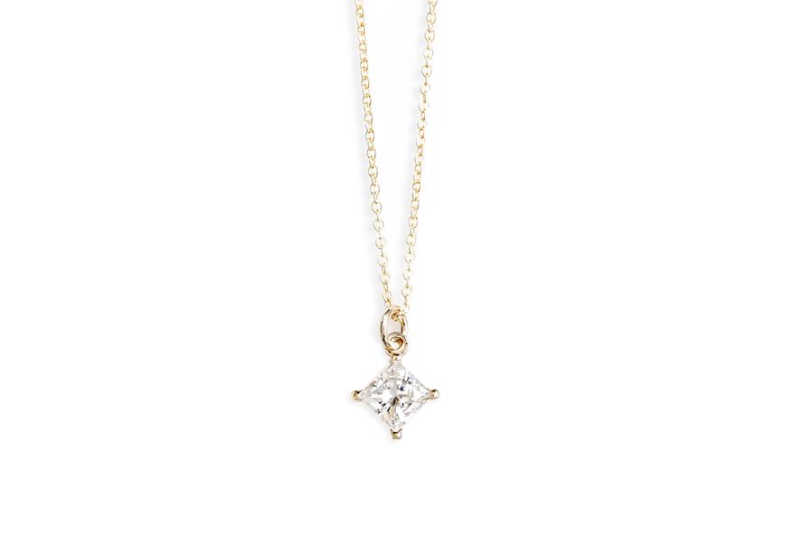 Princess Cut 4mm Charm Andrea Bonelli 14k Yellow Gold
