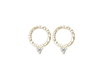 Lacuna Diamond Circle Studs Andrea Bonelli Jewelry 14k Yellow Gold