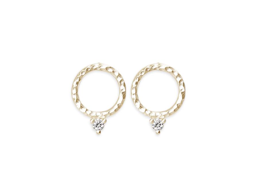 Lacuna Diamond Circle Studs Andrea Bonelli Jewelry 14k Yellow Gold