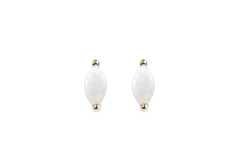 Opal Marquise Studs Andrea Bonelli Jewelry 14k Yellow Gold