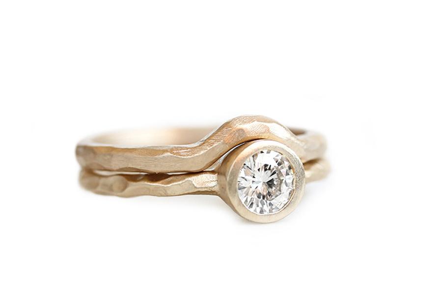 Rustic Carved Moissanite Ring Andrea Bonelli 