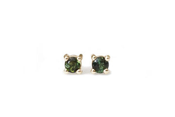 Green Tourmaline Studs Andrea Bonelli Jewelry 14k Yellow Gold