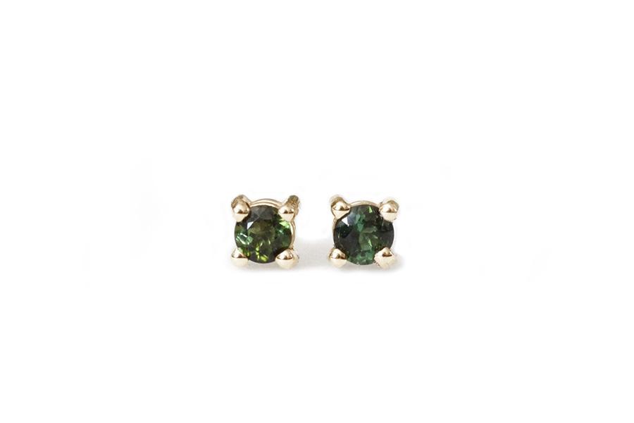 Green Tourmaline Studs Andrea Bonelli Jewelry 14k Yellow Gold