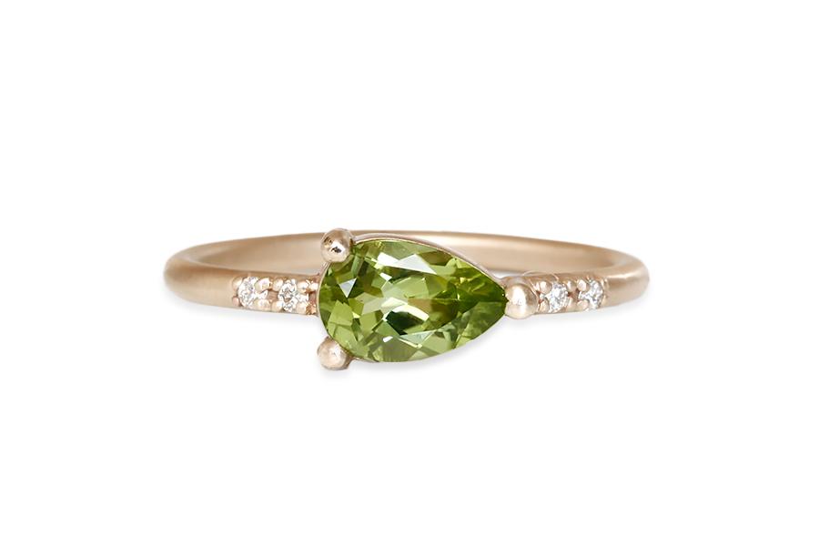 Lilia Peridot + Diamond Ring Andrea Bonelli Jewelry 14k Rose Gold